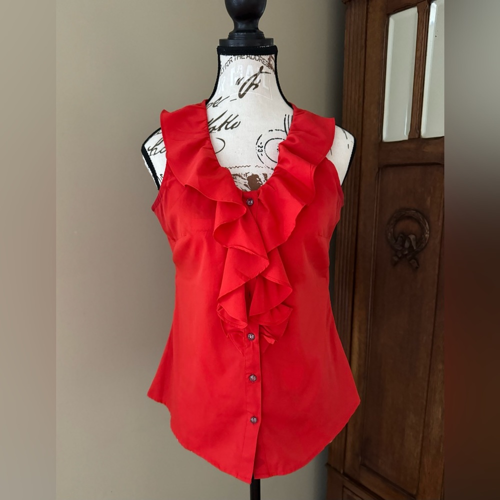 Banana Republic Ruffle Button Down Top Sleeveless